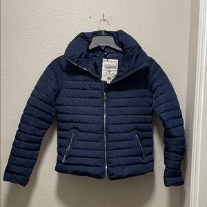HONEY FUNNEL NECK QUILTED JACKET IN MAZARINE BLUE - TOKYO LAUNDRY